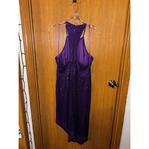Toccin x RTR women’s Design Collective Sequin Asymmetrical Dress purple (size 8) - Picture 5 of 6